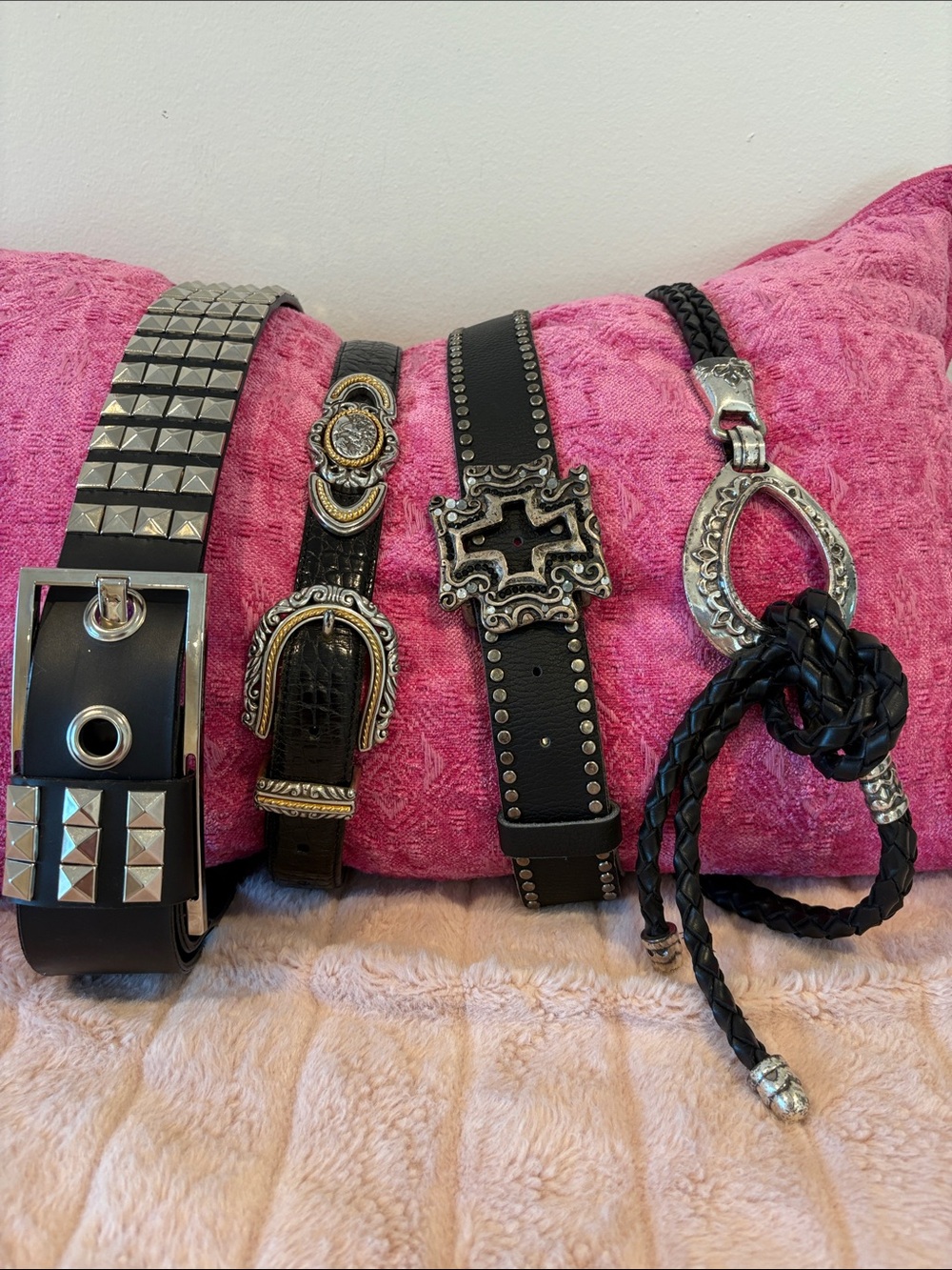 Brighton and Leatherock Black Western-Inspired Belt Set with Silver Accents